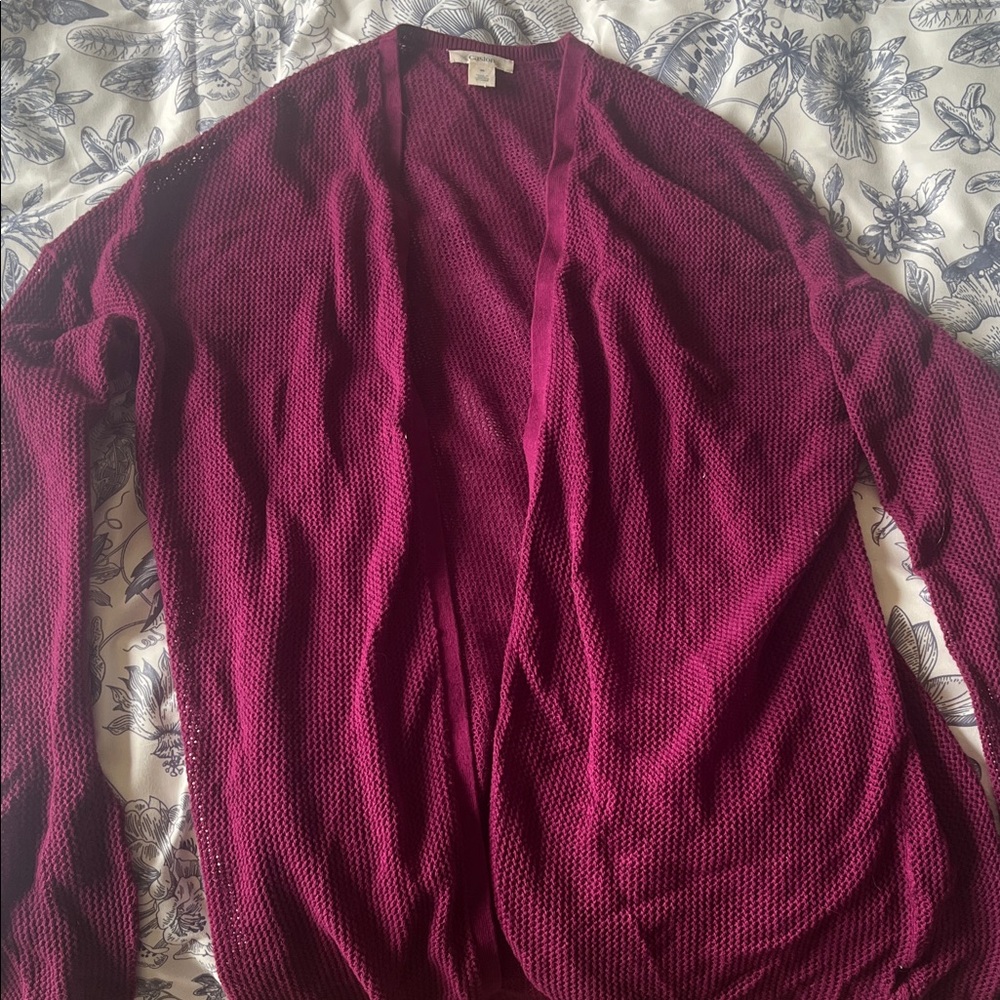 Caslon Burgundy Open-Front Cardigan